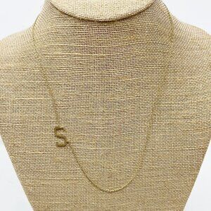 "S" Monogram Pendant Satin Gold Necklace - made of Brass